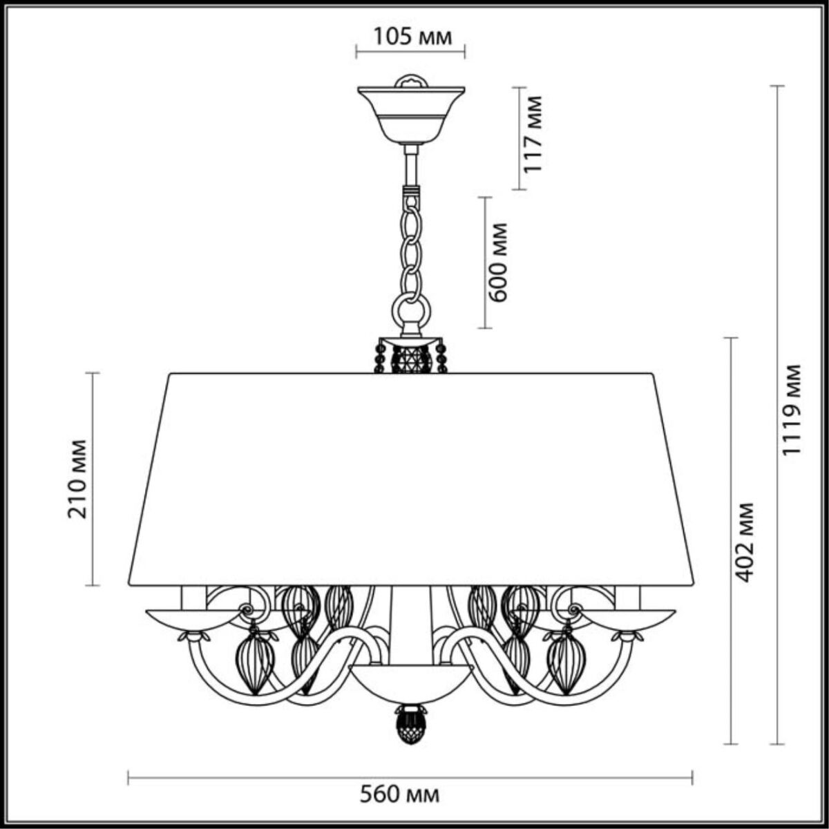 7aebfd4669582f0cad8add45be2bbcdc 3921/4 CLASSIC ODL18 648 бронза/ткань/стекло Люстра IP20 E14 4*40W 220V NIAGARA — изображение 1