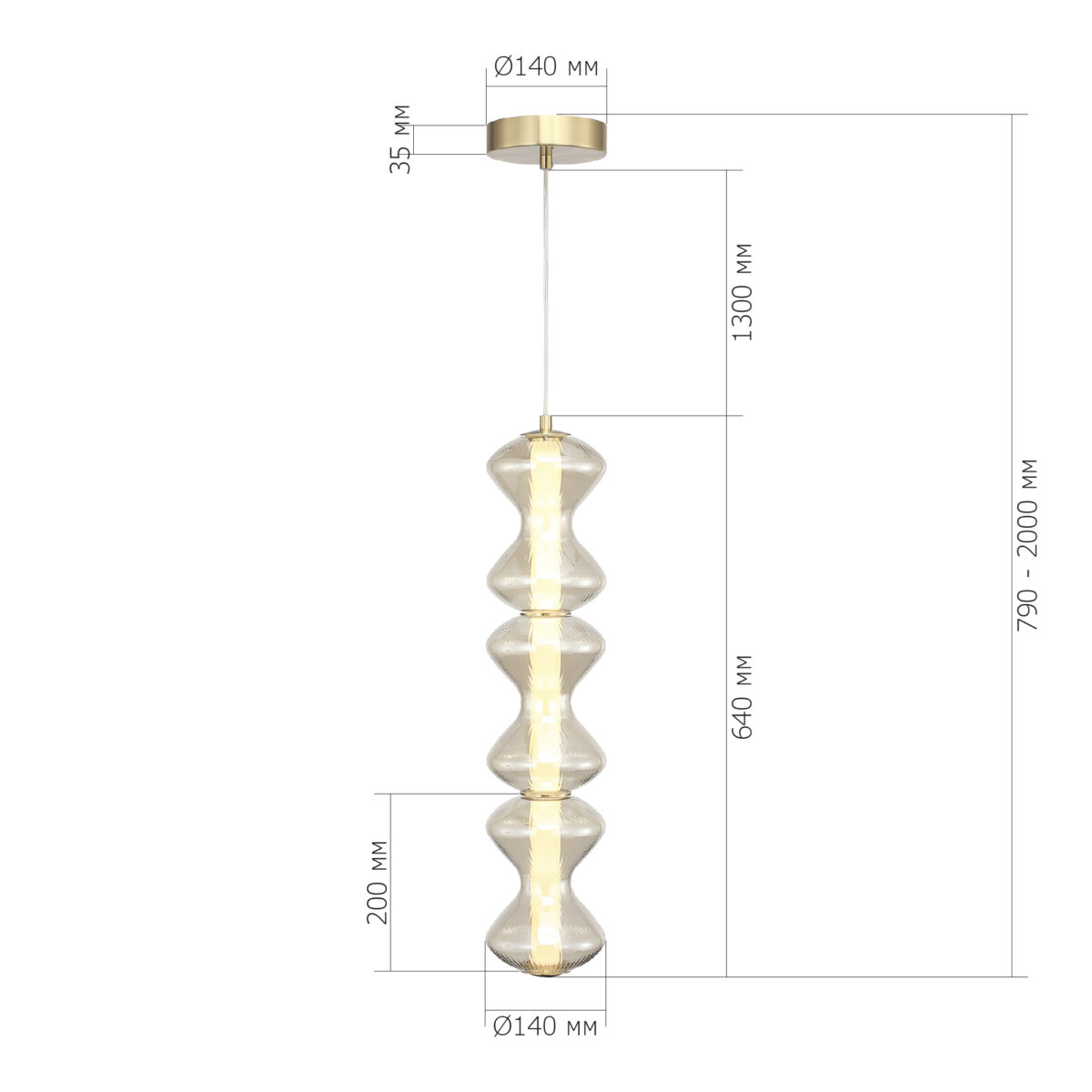SL6136.213.01 Светильник подвесной ST-Luce золото/коньячный LED 1*18W 3000K СПАЙН — изображение 4