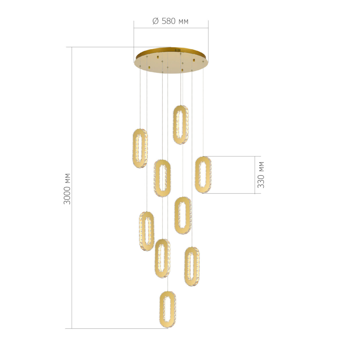 SL6506.203.09 Светильник подвесной ST-Luce Золотистый/Золотистый, Прозрачный LED 9*9W 3000K ЛУНГО — изображение 3