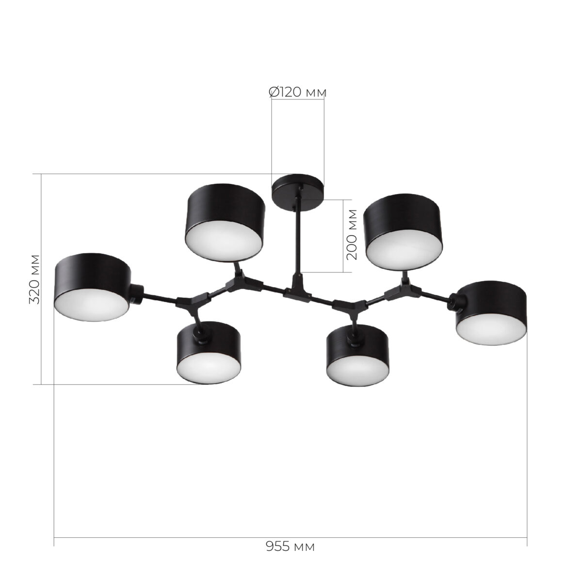 SLE183402-06_07W SLE183402-06 Светильник потолочный Черный/Черный E14 6*60W ДЖИМЕНТО — изображение 1