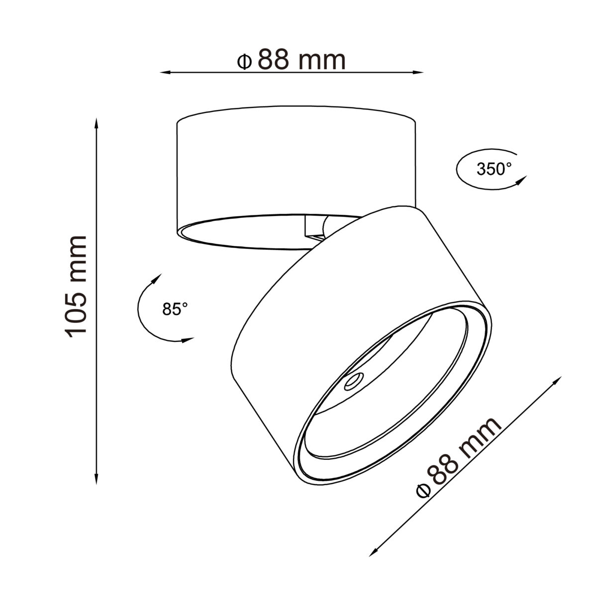 ST651.432.14 Светильник потолочный поворотный Черный LED 1*14W 3000K 1 100Lm Ra>90 120° IP20 D105xH8 Накладные светильники — изображение 4