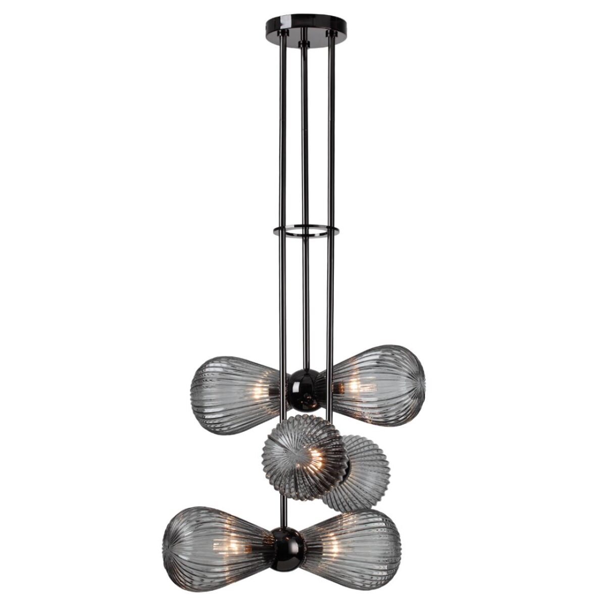 5417/6 MODERN ODL_EX23 000 черный хром/дымчатый/металл/стекло Подвес E14 6*40W ELICA — изображение 2