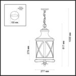 4045/3 NATURE ODL18 701 черный/золотая патина Уличный светильник-подвес IP44 E14 3*60W 220V SATION — изображение 2