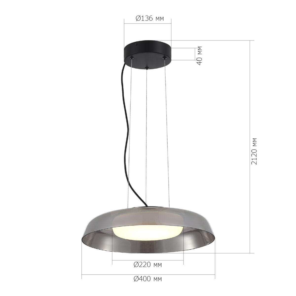 SL6019.413.01 Светильник подвесной ST-Luce Черный/Дымчатый, Белый LED 1*36W 3000K ФОРЕЙ — изображение 4