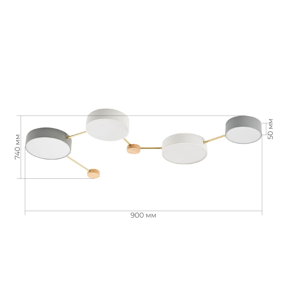 SLE600102-04 Светильник потолочный Золотистый, Светлое дерево/Белый, Серый LED 4*16,5W 4000K ДОССЕНА — изображение 4