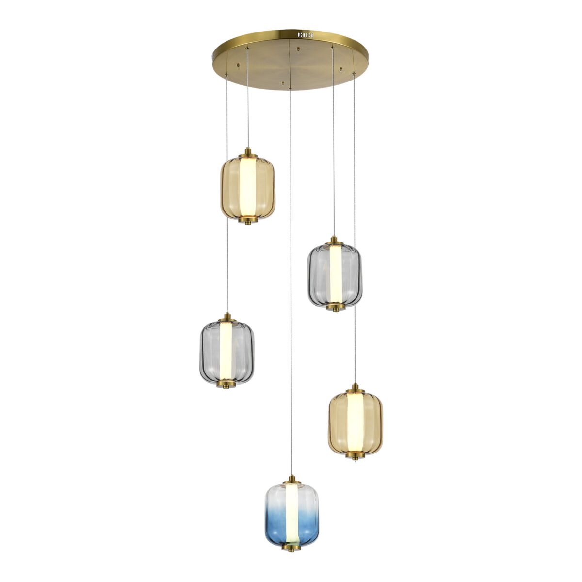 SL1193.303.05 Светильник подвесной ST-Luce Латунь/Янтарный,Дымчатый,Голубой LED 5*10W 3000K САММЕР — изображение 1
