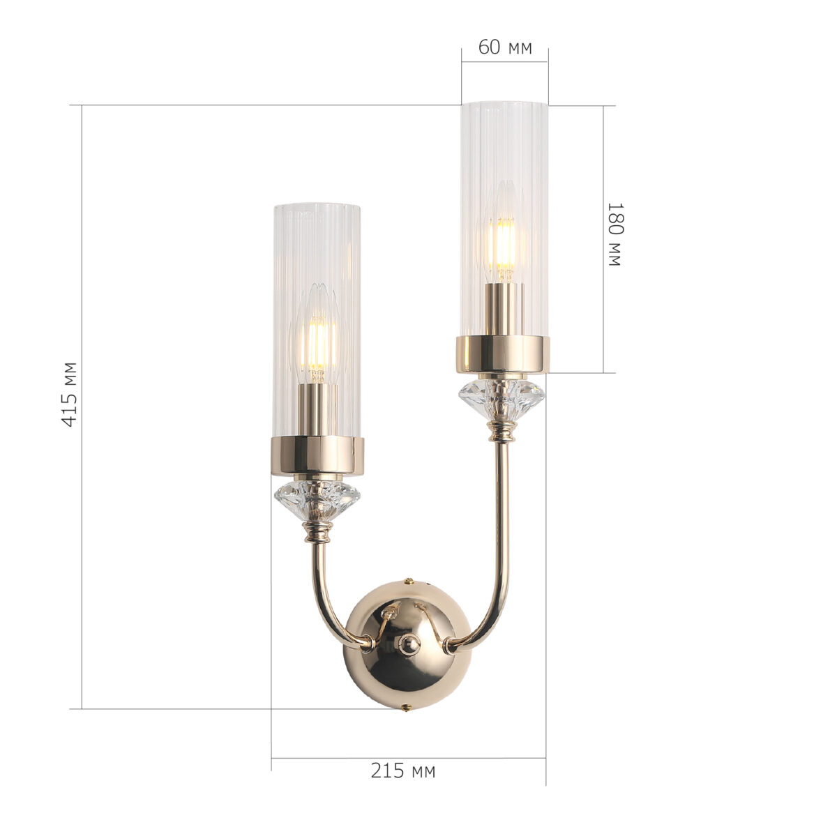 SL1402.201.02 Светильник настенный ST-Luce Латунь/Прозрачный E14*2 40W ЭЛЕГРА — изображение 6