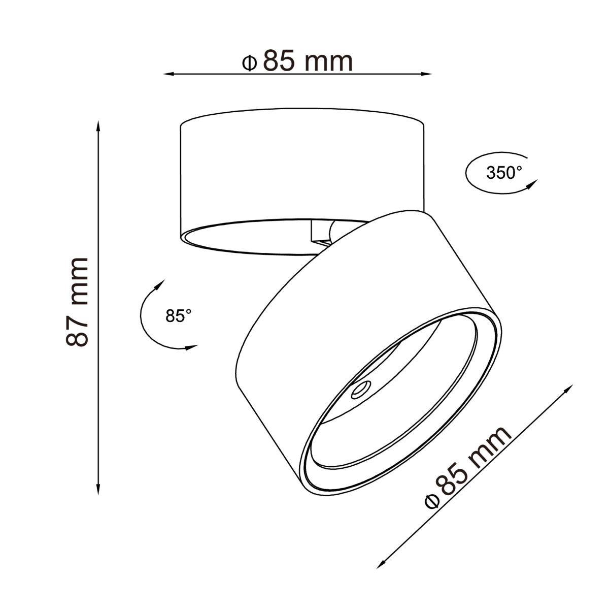 ST651.532.09 Светильник потолочный поворотный Белый LED 1*9W 3000K 720Lm Ra>90 120° IP20 D85xH87 170 Накладные светильники — изображение 4