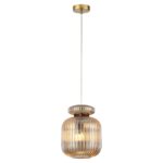 5042/1A PENDANT ODL24 373 античн.бронза/янтарный/металл/стекло/эко.кожа Подвес E27 1*60W JUGI — изображение 2