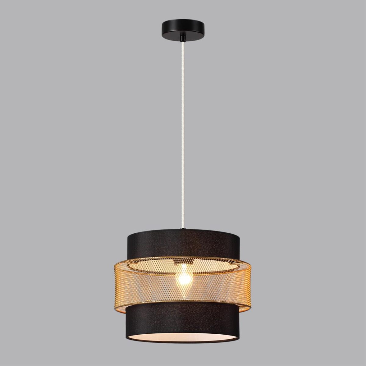 8003/1A MODERNI LN26 312 черный/черный, золотой металл/металл, текстиль Подвес Е27 60W 220V ANIMAISA — изображение 3