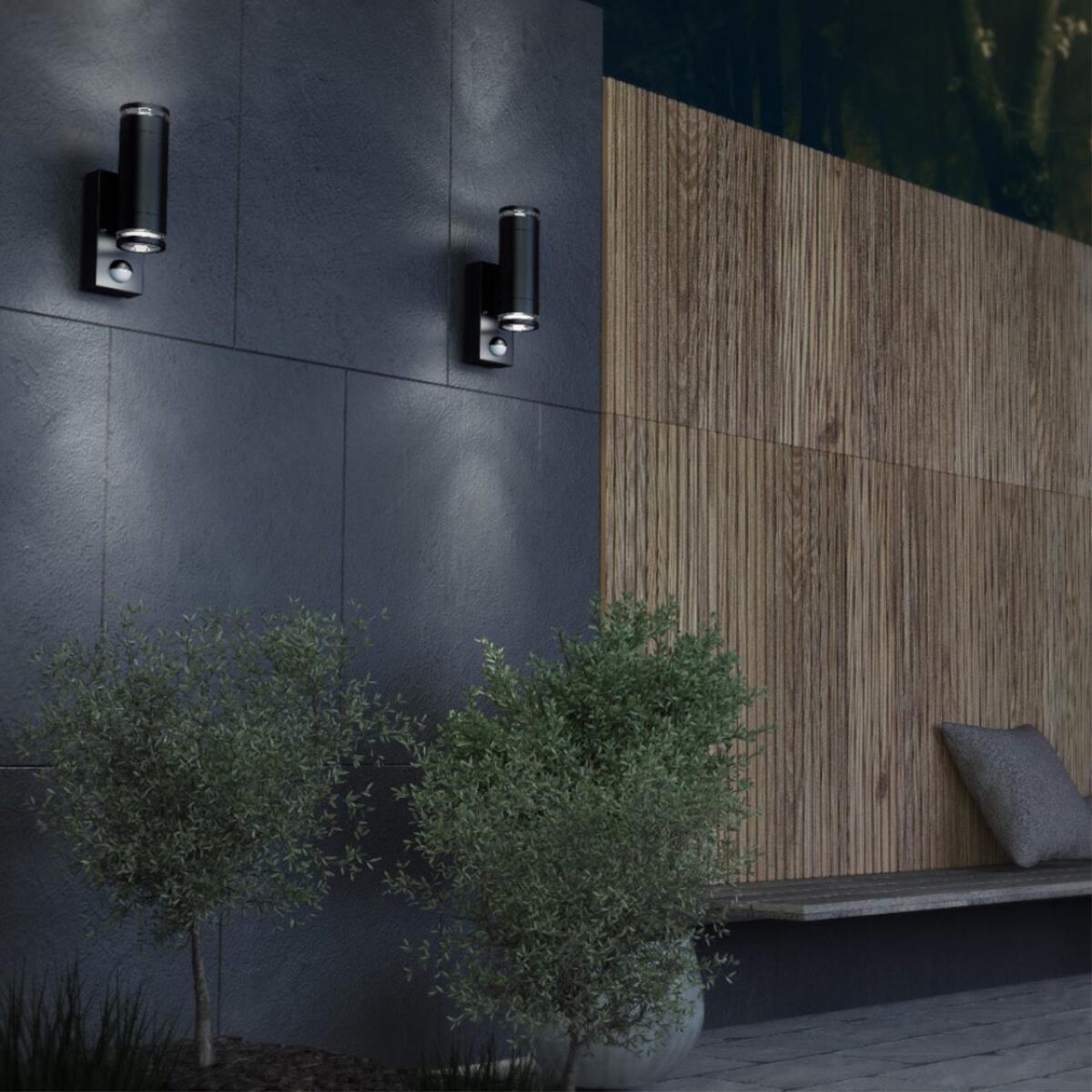 5ba203a7df69ad30893a7d63f5793a63 6605/2W HIGHTECH ODL23 000 черный/металл/пвх стойкий к УФ излучению Настенный св-к IP44 LED GU10 14W MOTTO — изображение 1