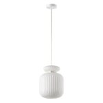 5042/1C PENDANT ODL24 373 белый/белый/металл/стекло/эко.кожа Подвес E27 1*60W JUGI