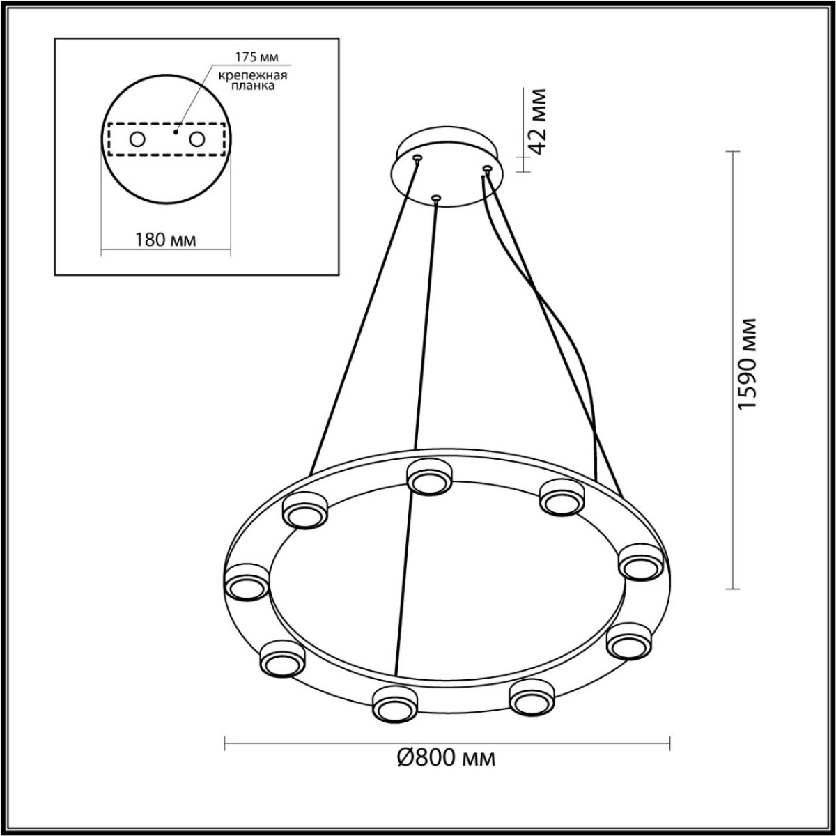 727624154f3a2083c3e59f7c205c900b 6631/75L HIGHTECH ODL24 317 металл/черный/акрил Подвесной круглой светильник IP20 LED 75W 1952Лм 3000K 220V с раздельным вкл. Верх/низ TURMAN — изображение 1