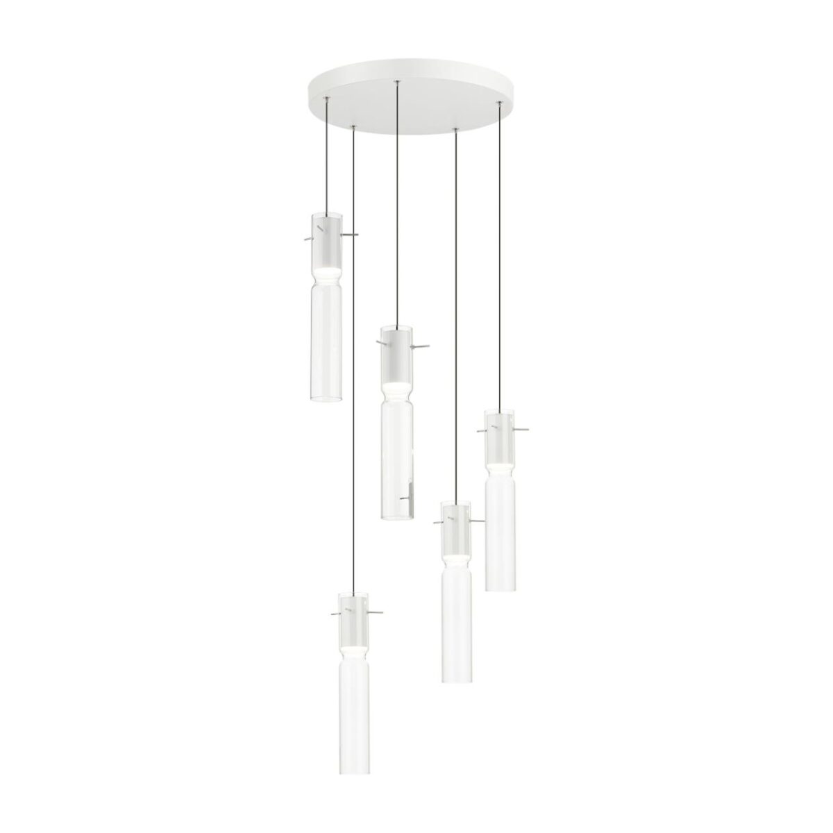 904f956e584556b91151b98f39c69e2b 5058/25LB PENDANT ODL24 385 белый/прозрачный/металл/стекло Люстра каскадная LED 5*5W 3000K SCROW — изображение 1