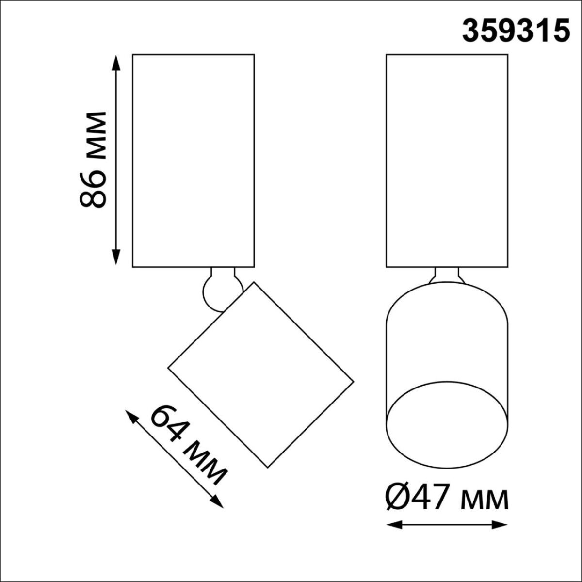 359315 OVER NT24 426 черный Светильник накладной светодиодный IP20 LED 5W 85-265V 3000K 600Лм TUBO — изображение 3