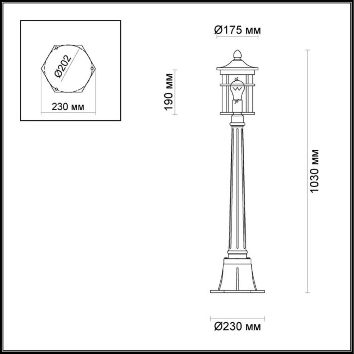 4044/1F NATURE ODL18 699 коричневый/патина Уличный светильник, 103см IP44 E27 60W 220V VIRTA — изображение 2