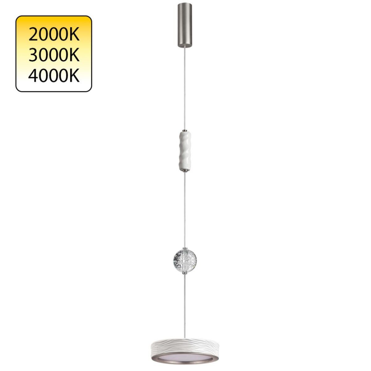 e4ea39e80e4095b6564831e6772fd230 5451/32L L-VISION ODL_EX26 017 белый/никель/металл/керамика/хрусталь/акрил Подвес LED 32W 2000К/3000K/4000K RIVIERA — изображение 1