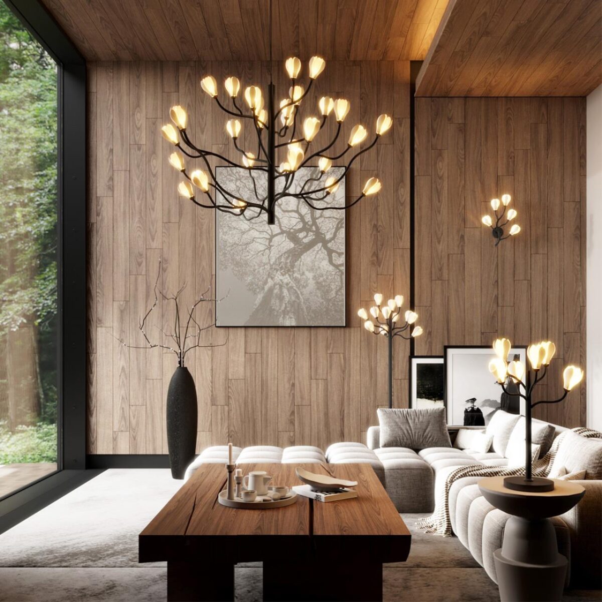 5090/30 MODERN ODL25 553 черный матовый/белый/фарфор Люстра G4 LED 30*5W GARDI — изображение 1