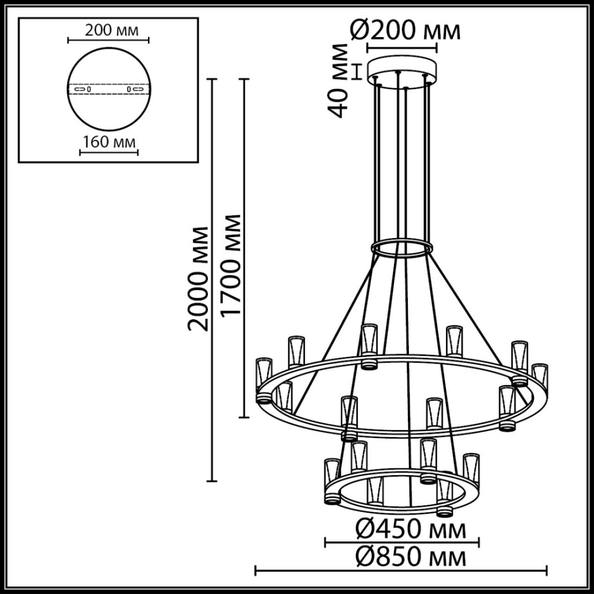 7143/110L HIGHTECH ODL26 513 Подвесной светильник темный никель/акрилл/металл IP20 LED 93W 5960Лм 3000K 220V DEFANCE — изображение 3