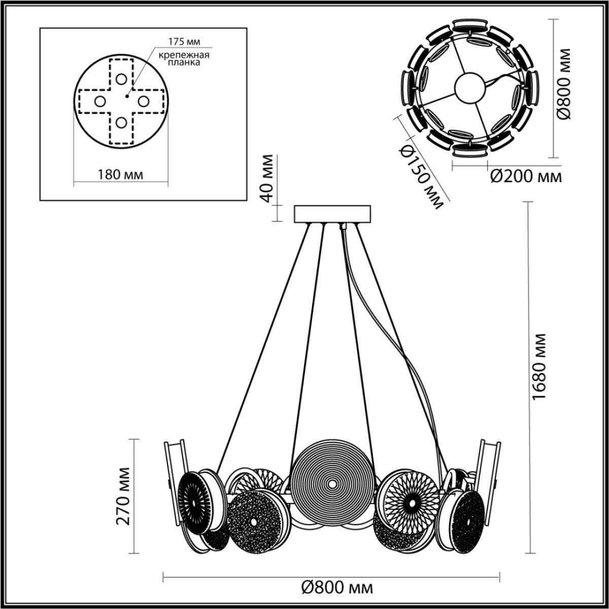 f84532ee6ce9de9464011d33c69a470d 5412/95L L-VISION ODL_EX24 141 золотой/разноцветный/металл/стекло Люстра LED 95W 4000K 6400lm CARAMELLA — изображение 1