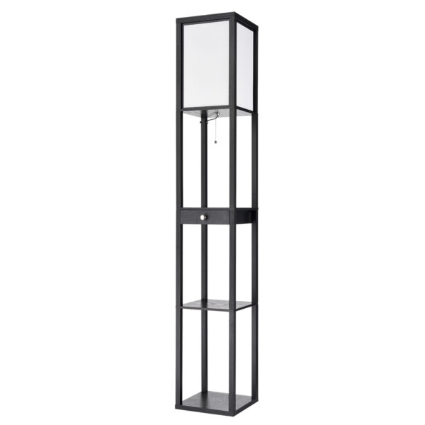 8092/1F COMFI LN26 460 черный/белый, дерево/текстиль Торшер Е27 1*60W 220V PRACTIC