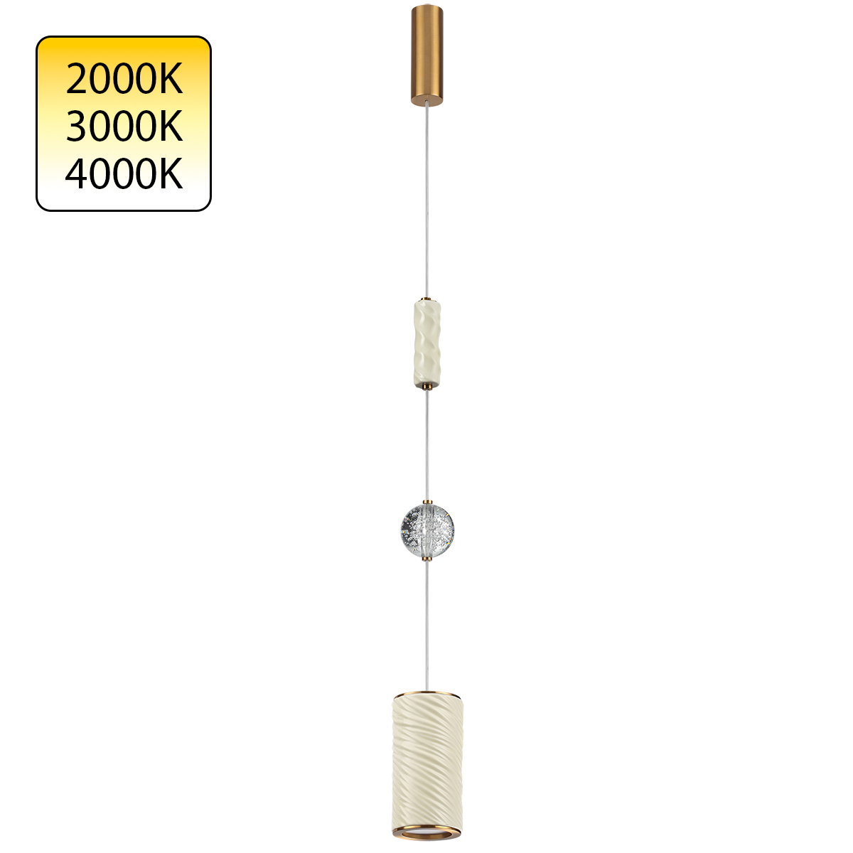 0050258 5450/18L L-VISION ODL_EX26 015 молочный/античная бронза/металл/керамика/хрусталь/акрил Подвес LED 18W 2000К/3000K/4000K RIVIERA — изображение 1