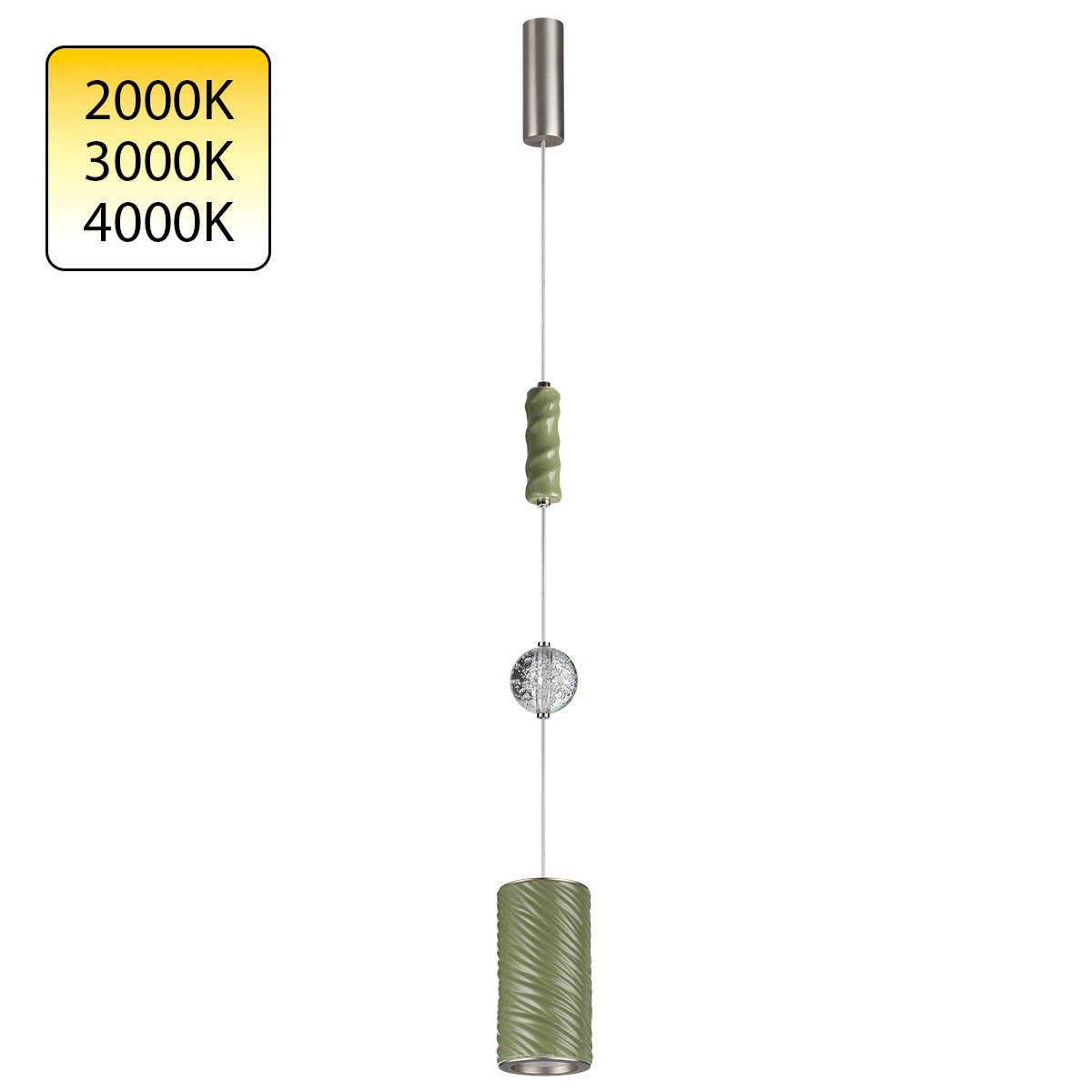 0055056 5451/18LA L-VISION ODL_EX26 017 зеленый/никель/металл/керамика/хрусталь/акрил Подвес LED 18W 2000К/3000K/4000K RIVIERA — изображение 1