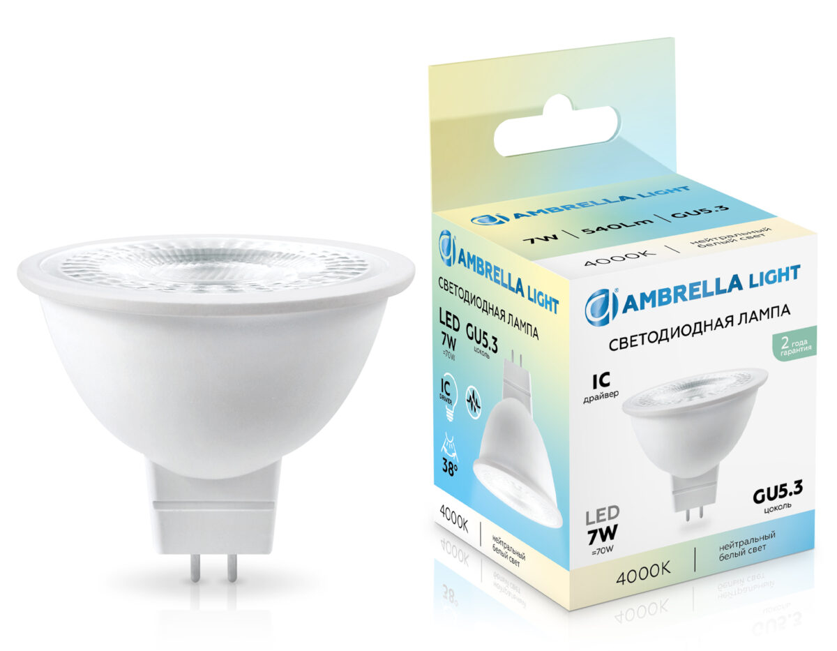 170714 170714 LED MR16 7W IC GU5.3 4000K 175-265V 38° — изображение 1