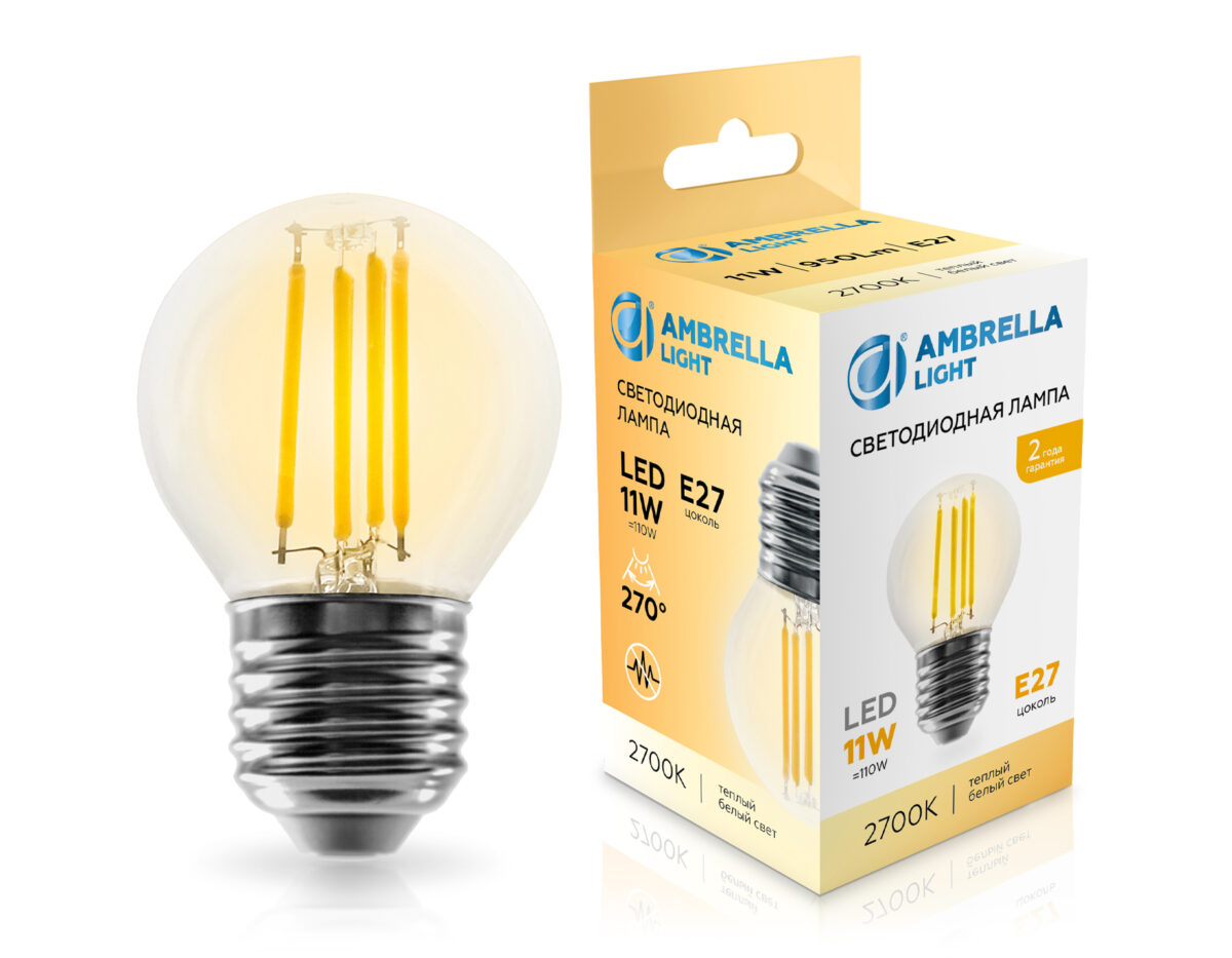 451123 Filament LED G45 11W E27 2700K 220-240V — изображение 1