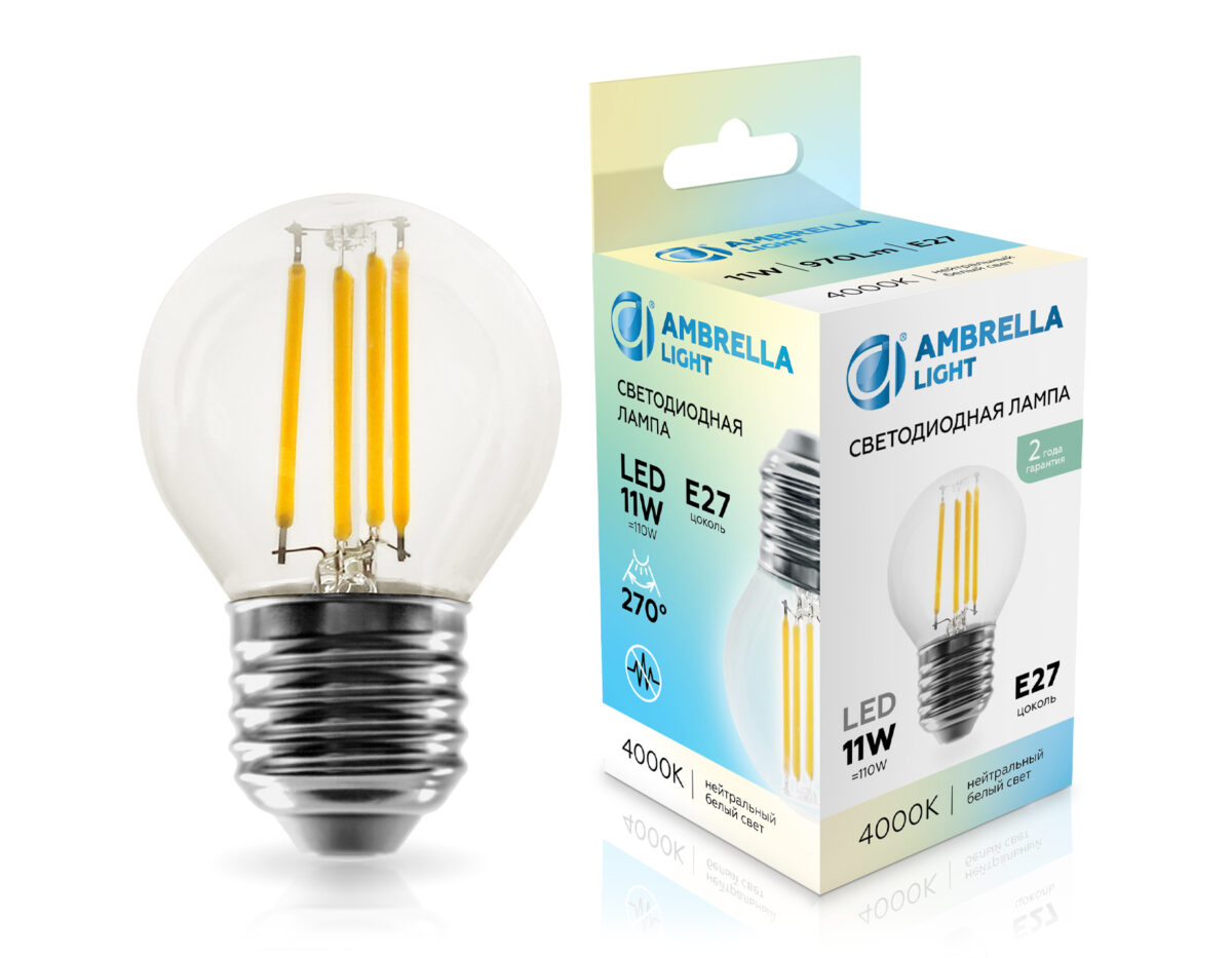 451124 451124 Filament LED G45 11W E27 4000K 220-240V — изображение 1
