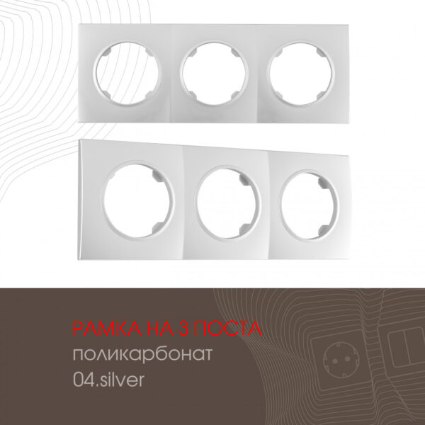 Рамка из поликарбоната на 3 поста 502.04-3.silver