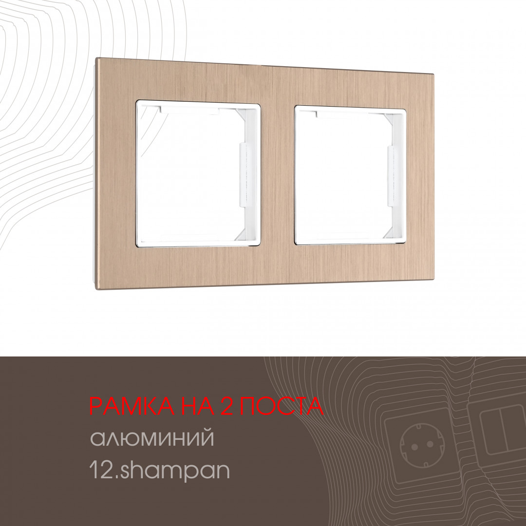 503.12-2.shampan Рамка из алюминия на 2 поста 503.12-2.shampan — изображение 1