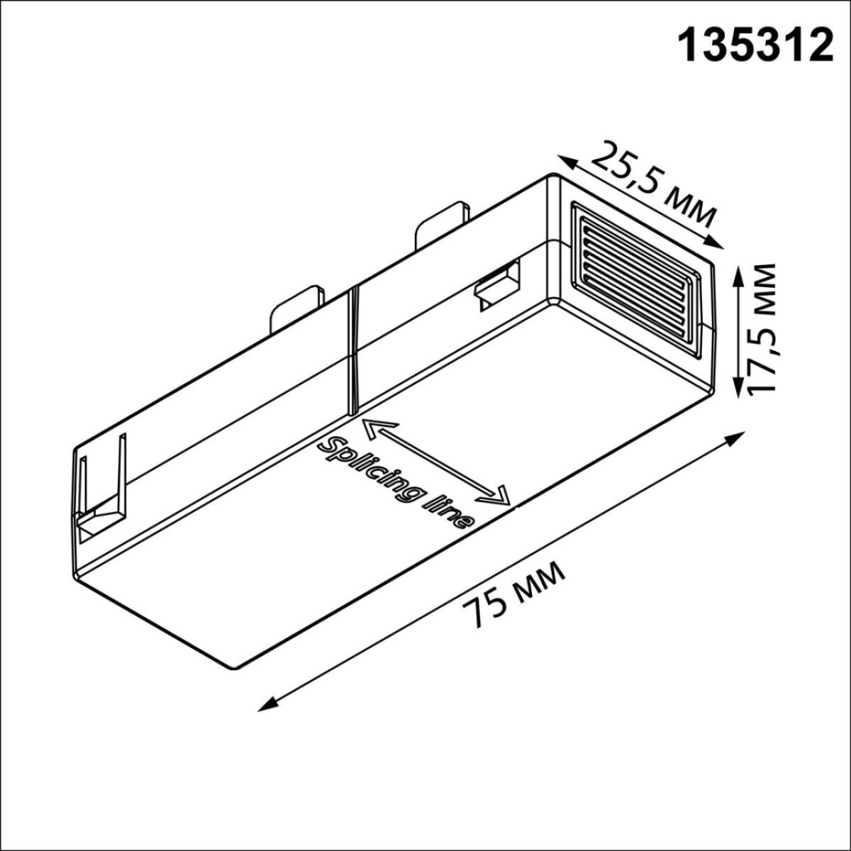 135312 PORT NT25 206 черный Соединитель с токопроводом прямой IP20 90-240V VECTOR — изображение 1