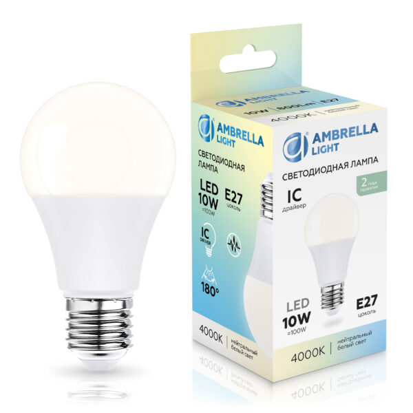 601004 LED A60 10W IC E27 4000K 175-265V