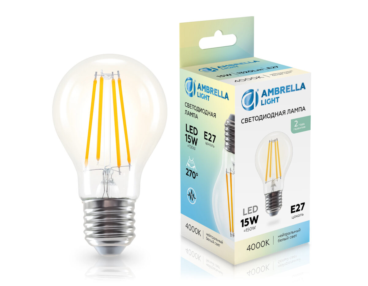 601514 601514 Filament LED A60 15W E27 4000K 220-240V — изображение 1