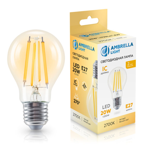 602013 Filament LED A60 20W IC E27 2700K 220-240V
