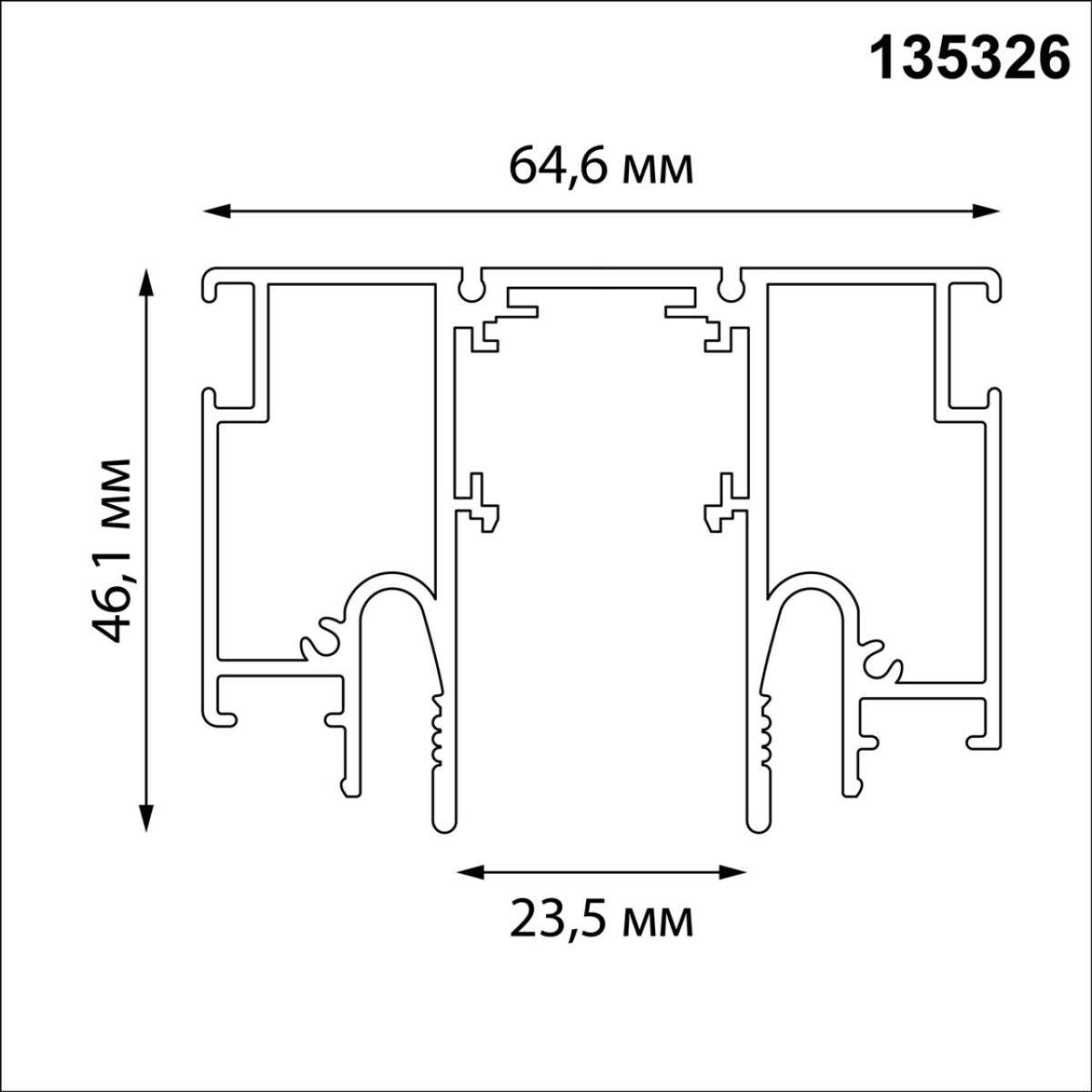 135326 NT25 000 черный Шинопровод для монтажа в натяжной потолок 2м (CLAMP) IP20 48V FLUM — изображение 2