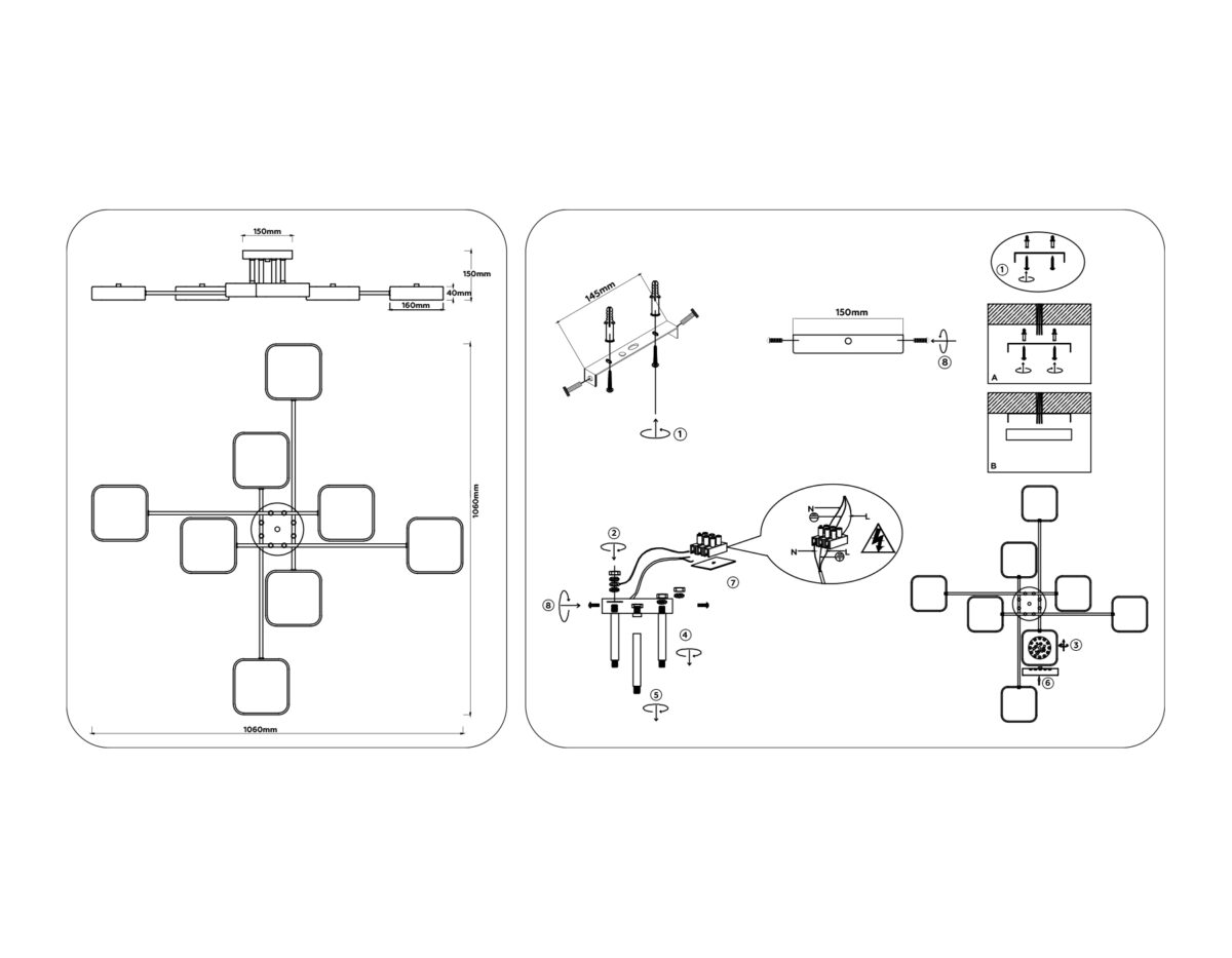 FL516346/8 WH/GD белый/золото 144W 3000-6000K 1060*1060*150 (без ПДУ) — изображение 2