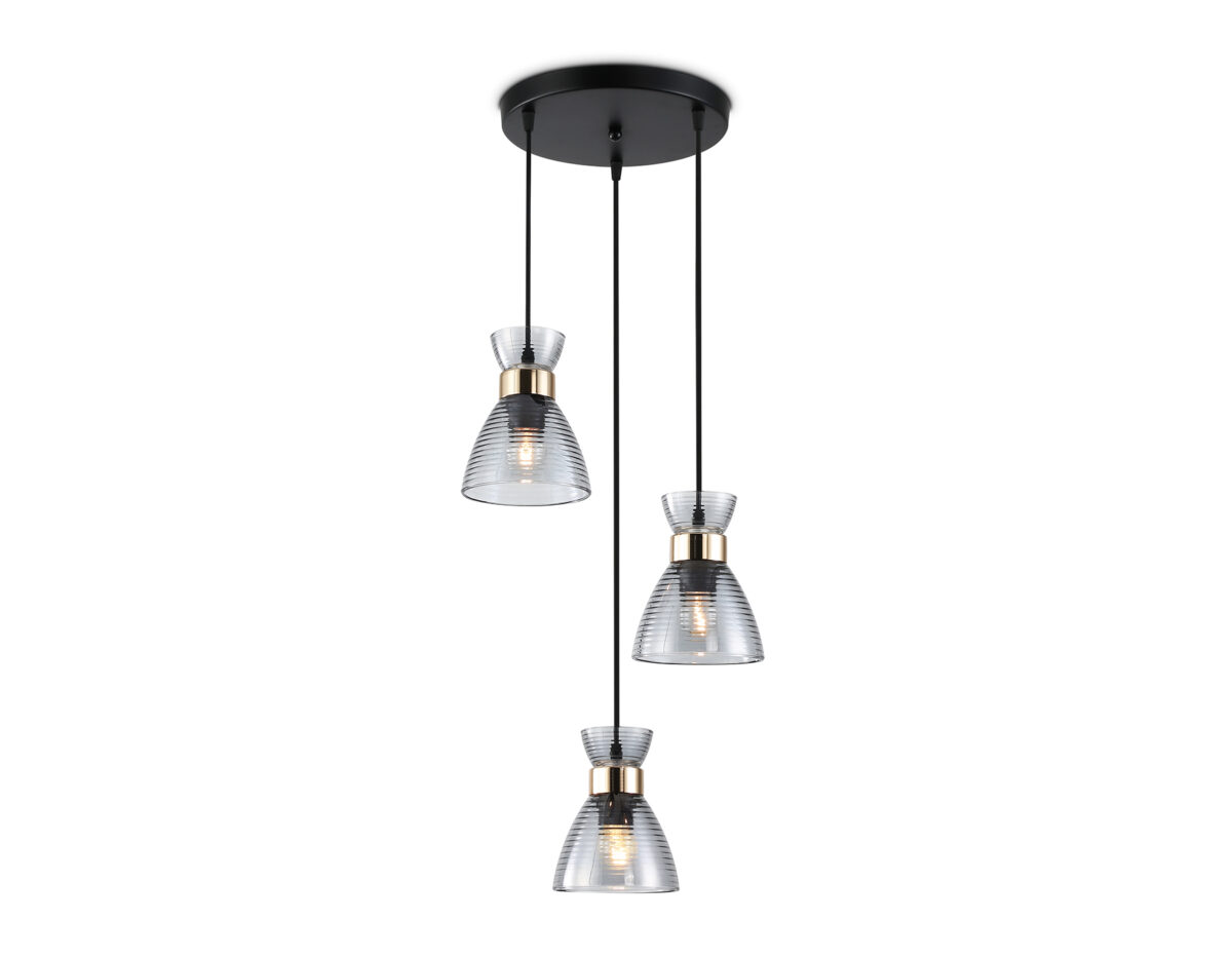 TR3408/3 BK/FGD/SM черный/золото/дымчатый E27/3 max 60W D345*1000 — изображение 1