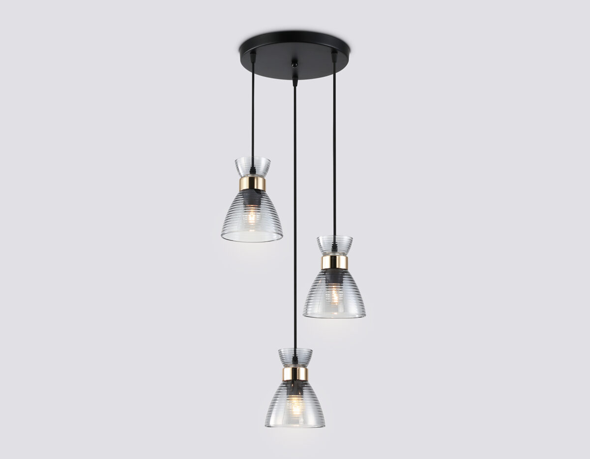 TR3408/3 BK/FGD/SM черный/золото/дымчатый E27/3 max 60W D345*1000 — изображение 2