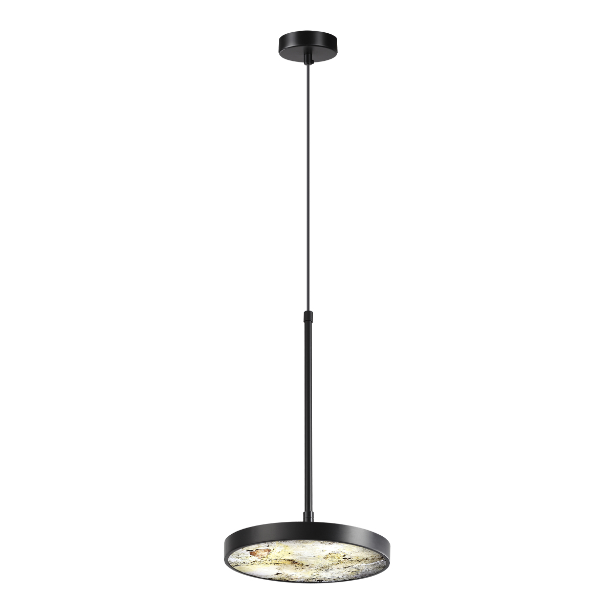 0047431 5064/15L L-VISION ODL24 204 черн./серо-беж./металл/натур.камень/акрил Подвес с переключ.цветов.темпер. LED 15W 3000К/4000K/6000K BERGI — изображение 1