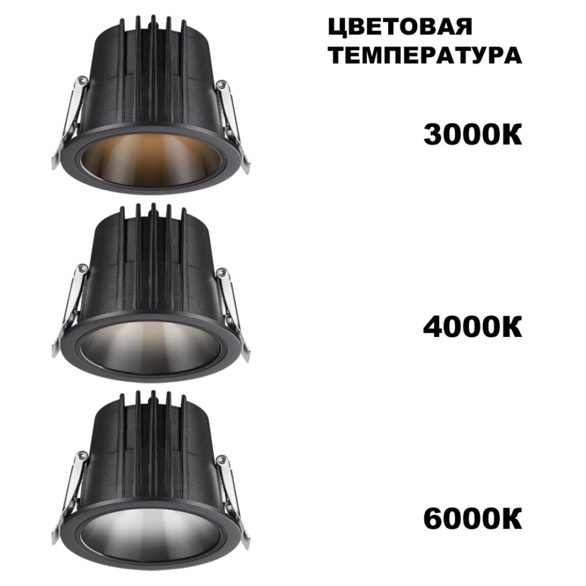 359427 SPOT NT24 512 черный Светильник встраиваемый с переключателем цв. температуры IP65 LED 15W 170-265V 3000К4000К6000К LANG — изображение 4