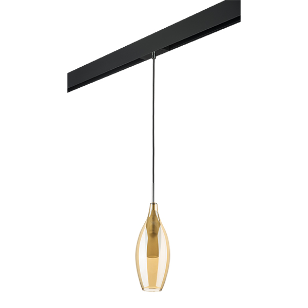 PRO803023_600 PRO803023 Светильник д/1-фазн трека PENTOLA 1х25W G9 ХРОМ/ЯНТАРЬ/ЧЕРНЫЙ (803023+595007) — изображение 1