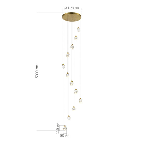 SL6114.203.12 Светильник подвесной ST-Luce Золотистый/Прозрачный LED 12*3W 3000K КАСКАТО